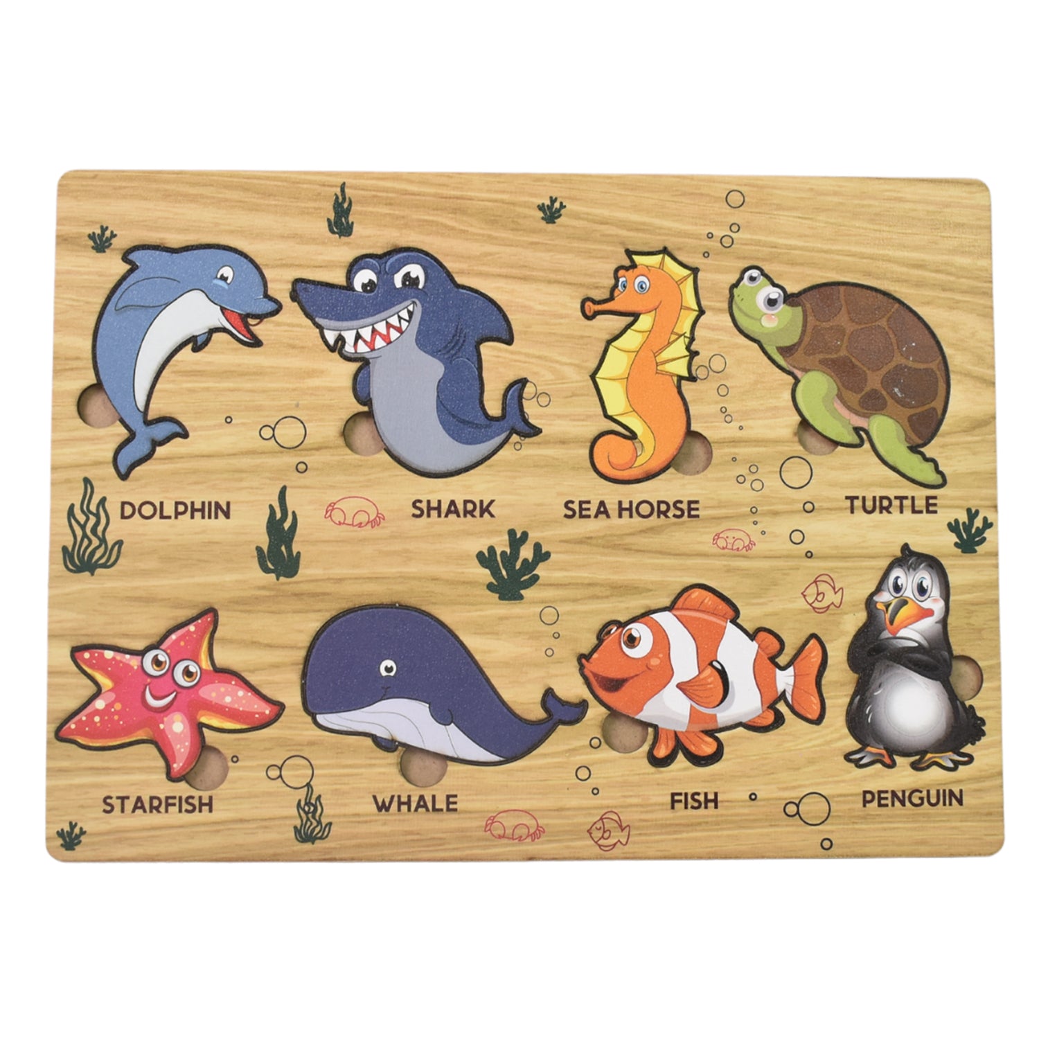 Seawater Animal Wooden Puzzle Learning Educational Board (1 Set) Seawater Animal Wooden Puzzle Learning Educational Board (1 Set)